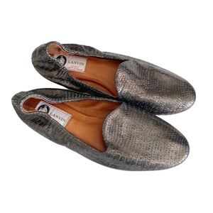 Women’s Lanvin Metallic silver loafer flats size 36.5